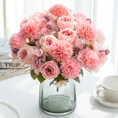 1/4pcs Premium Silk Peony & Rose Bouquet for Wedding Vases