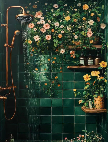 Retro Gothic Botanical Bathroom Wall Art 🖤🌿🦆