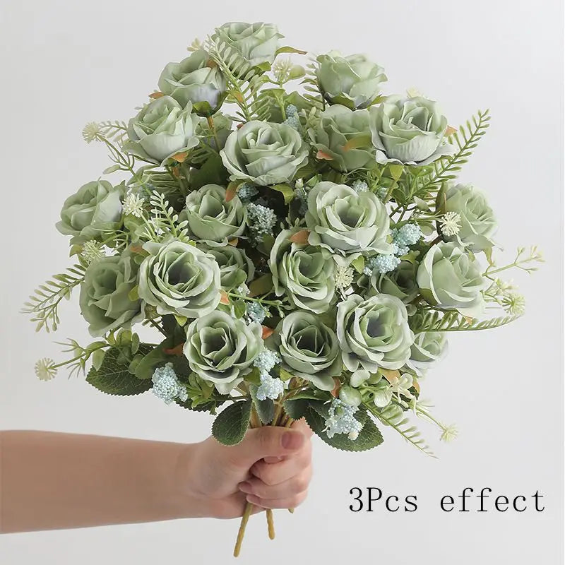 1/2/3Pcs Premium 30cm Silk Rose Artificial Flowers Bouquet