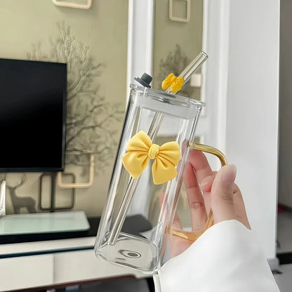 Elegant Butterfly Glass Tumbler with Straw & Handle 🦋🥤