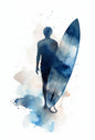 Watercolor Blue Coastal Sea Creatures Canvas Wall Art Posters