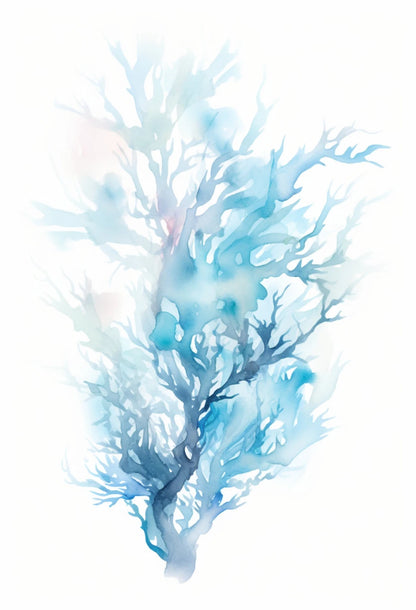 Watercolor Blue Coastal Sea Creatures Canvas Wall Art Posters