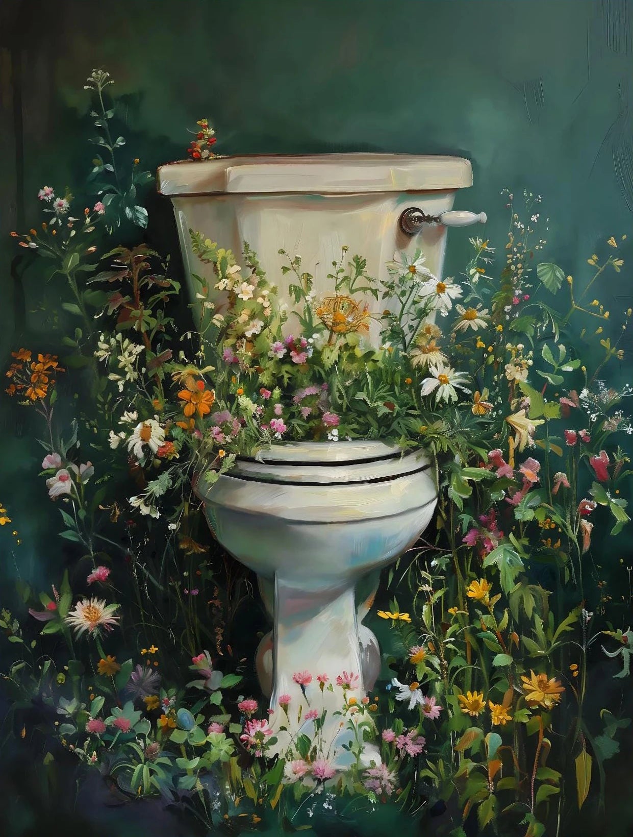 Retro Gothic Botanical Bathroom Wall Art 🖤🌿🦆