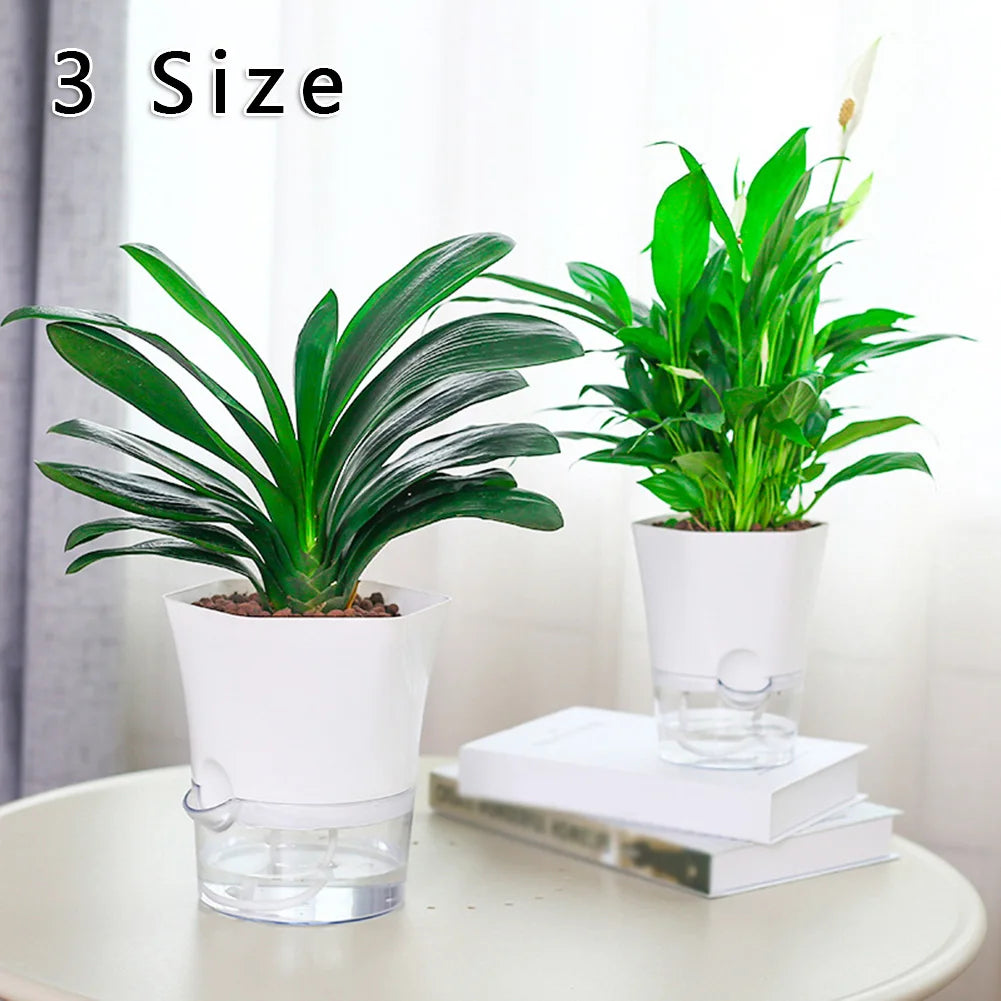 Transparent Self-Watering Plant Flower Pot Hexagonal Lazy Flowerpot Plastic Planters Home Garden Decoraction