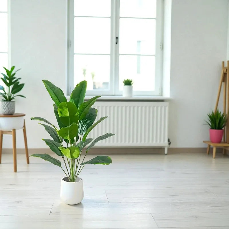 Artificial Tropical Palm Plant – Realistic Faux Banana Leaves Decor