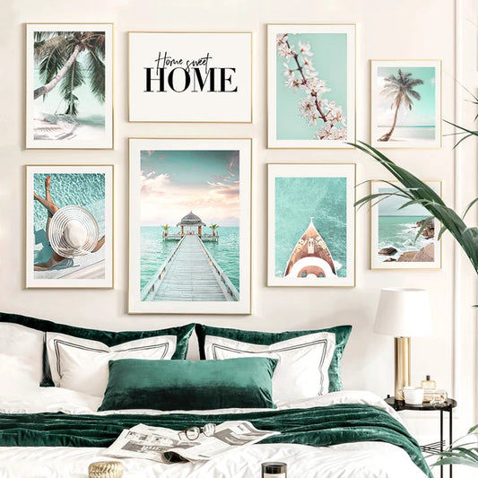 Turquoise Tropical Beach Canvas Wall Art 🌴🌊☀️