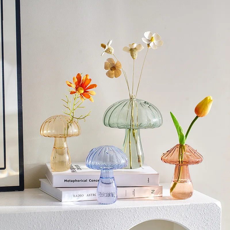 Mini Mushroom Glass Vase – Nordic Hydroponic Flower Decor