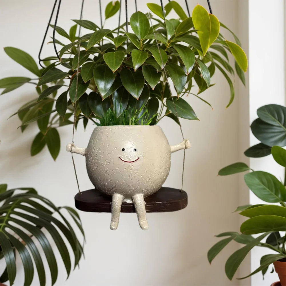 Cute Swing Face Succulent Planter