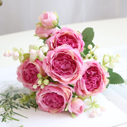 Premium Silk White Peony Artificial Flowers for Home Vase Decor