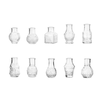 10PCS Retro Mini Glass Vase Set – Elegant European Style Decorative