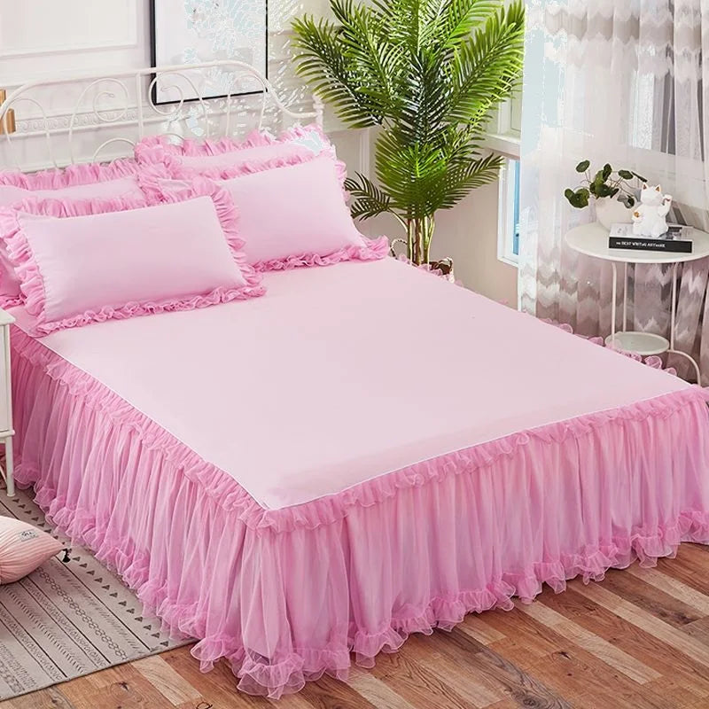 Korean Lace Bed Skirt Single Piece Princess Bedspread Thickened Mattress Non-Slip Bed Sheet Cover