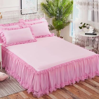 Korean Lace Bed Skirt Single Piece Princess Bedspread Thickened Mattress Non-Slip Bed Sheet Cover