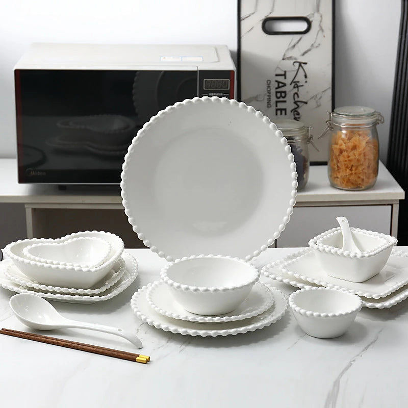 French Romantic Bead Edge Ceramic Plate