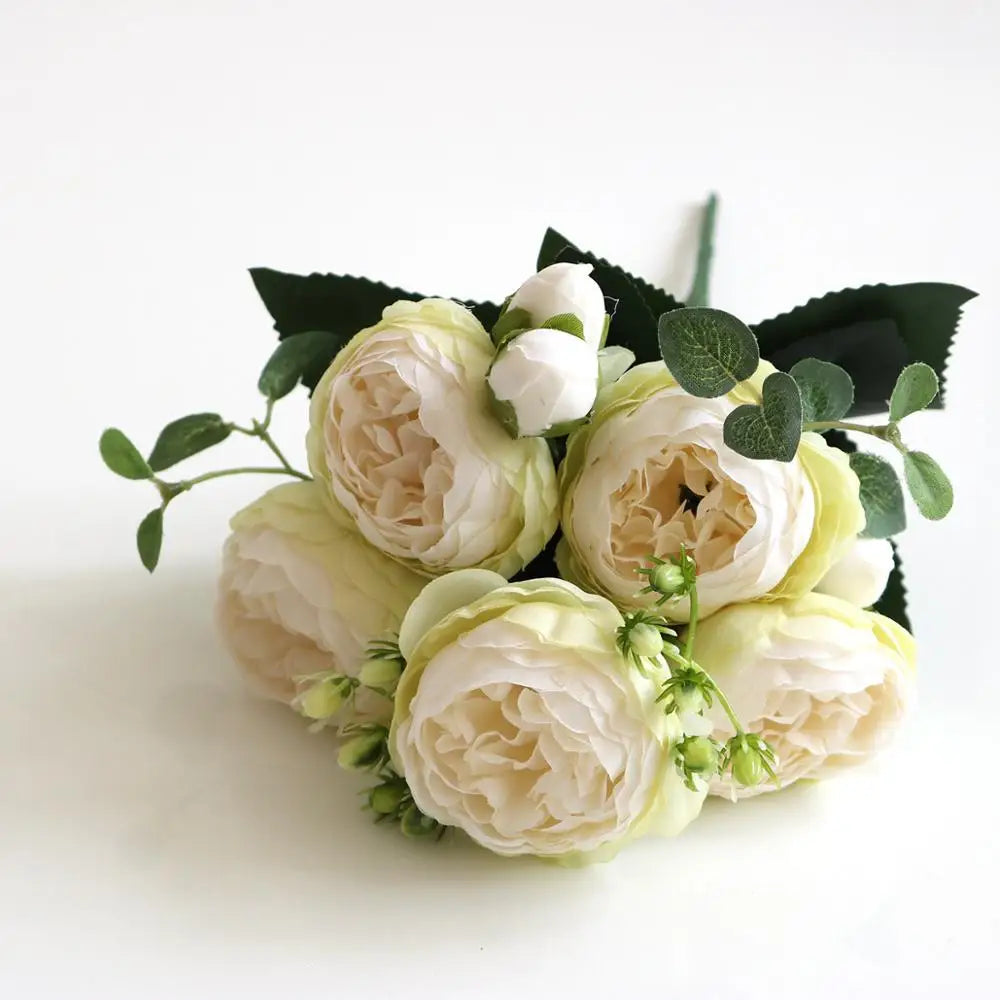 1 Bundle Premium Silk Peony & Rose Bouquet for Wedding Decor