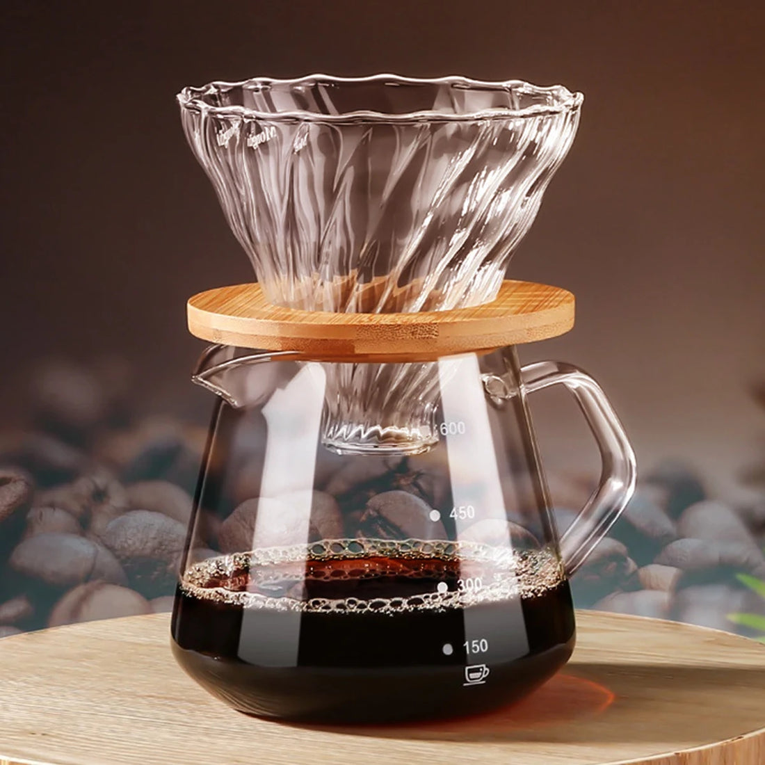 Pour Over Coffee Maker Set Glass Pot With Filter Coffee Dripper Brewer &amp; Stainless Steel Gooseneck Kettle Coffee Filter Manual