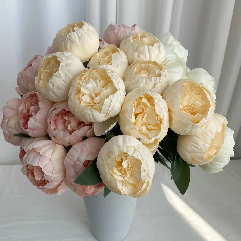 10-Heads Premium Silk Peony Bridal Bouquet with Big Buds
