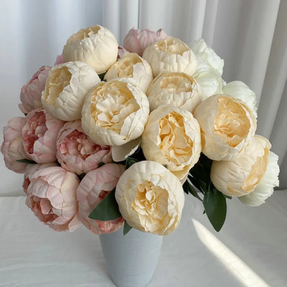 10-Heads Premium Silk Peony Bridal Bouquet with Big Buds