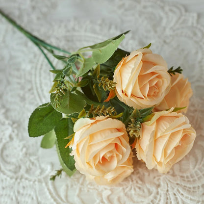 30cm Premium Pink Silk Rose & Peony Cemetery Bouquet
