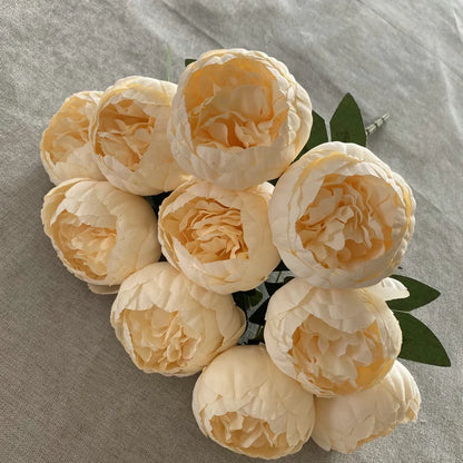 10-Heads Premium Silk Peony Bridal Bouquet with Big Buds