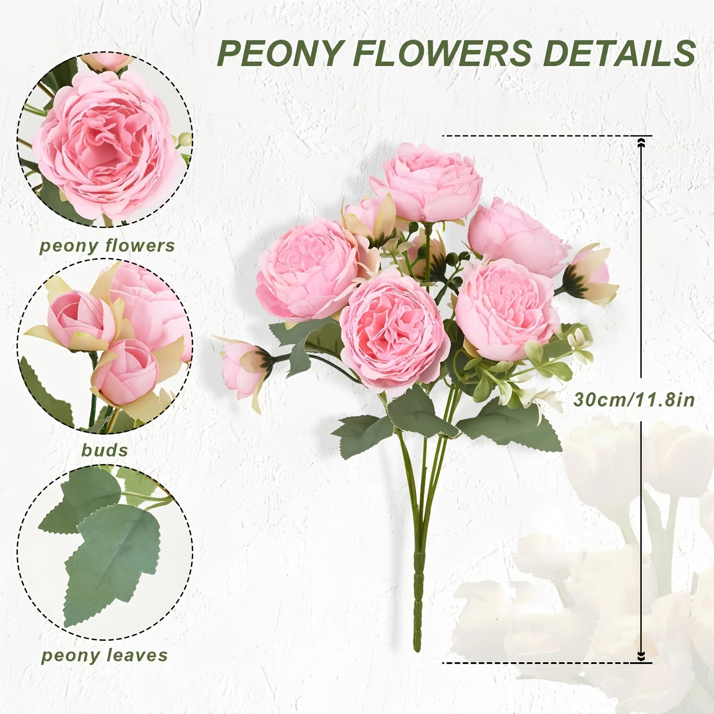 30CM Premium Silk Rose & Peony Artificial Flower Bouquet