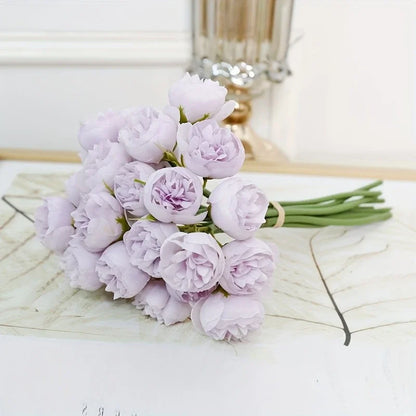 27-Heads Premium Silk Artificial Peony Bridal Bouquet