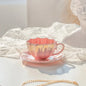Creative Petal Ceramic Coffee Cup and Saucer Set