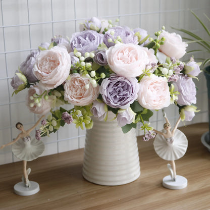 Premium Silk White Peony Artificial Flowers for Home Vase Decor