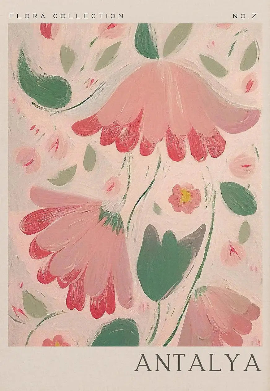 Abstract Retro Antalya Flower Art Canvas Poster