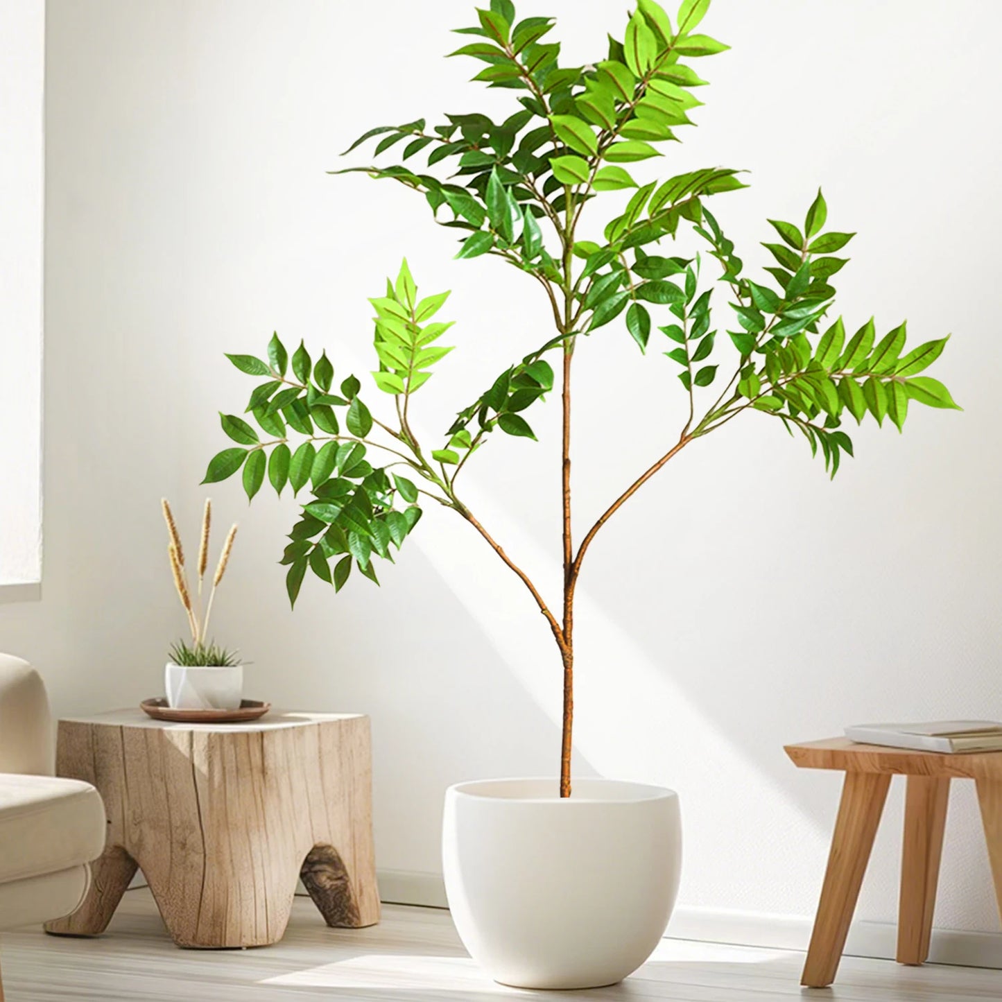 76-105-135cm/53.1in Artificial Ficus Tree Branch – Realistic Green Tropical Plant Decor