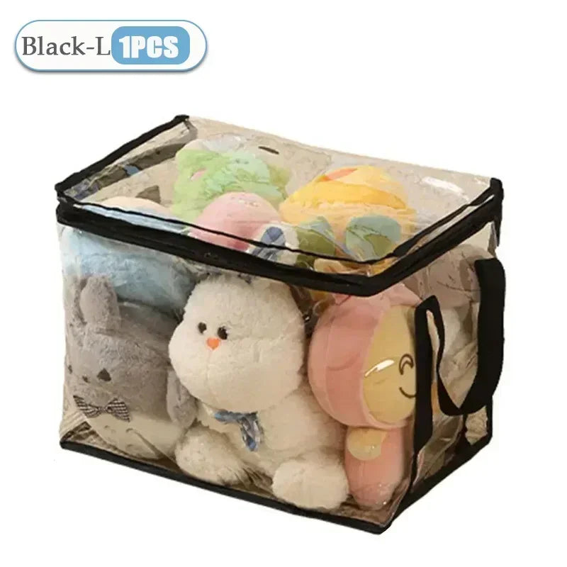 1/3/5PCS Transparent Toy Storage Box Large Capacity Waterproof Dustproof Folding Organizer Bag for Home Closet Bedroom Supplies
