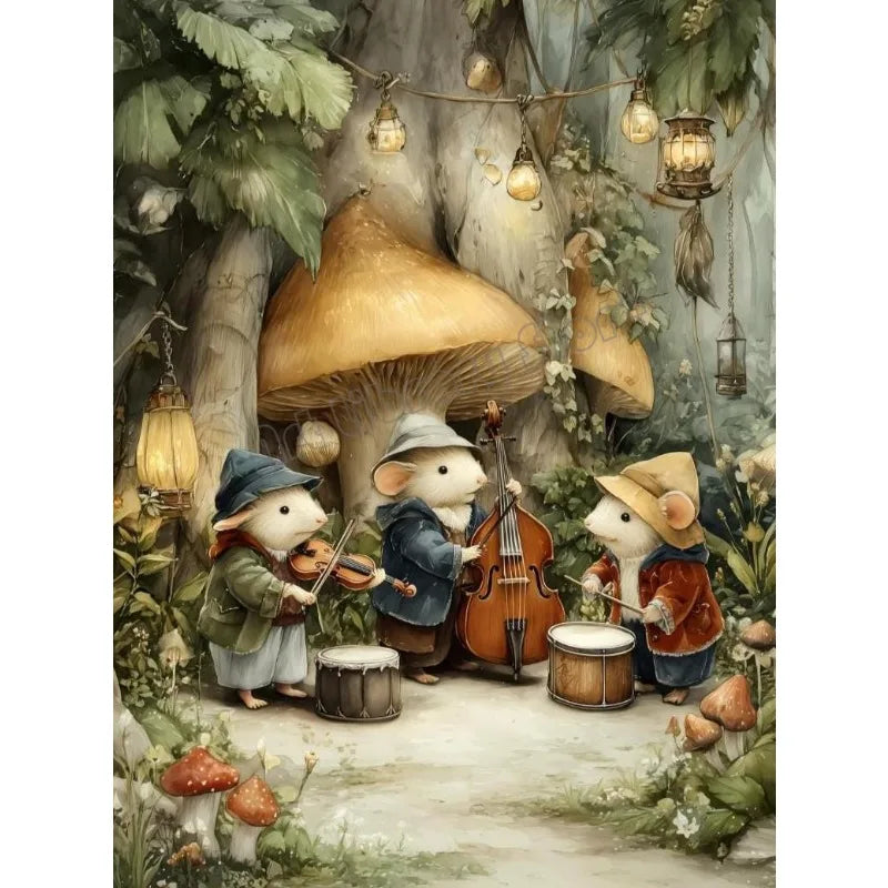 Retro Reading Mouse Canvas Wall Art 🐭📖🌿