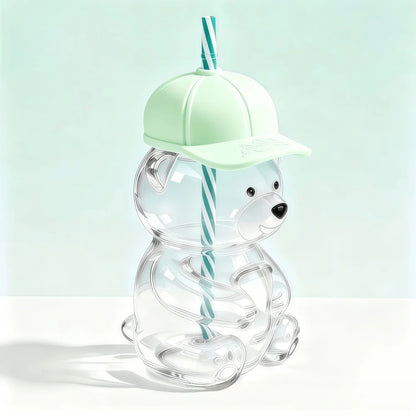 Bear Glass Cup with Lid & Straw 🐻🥤