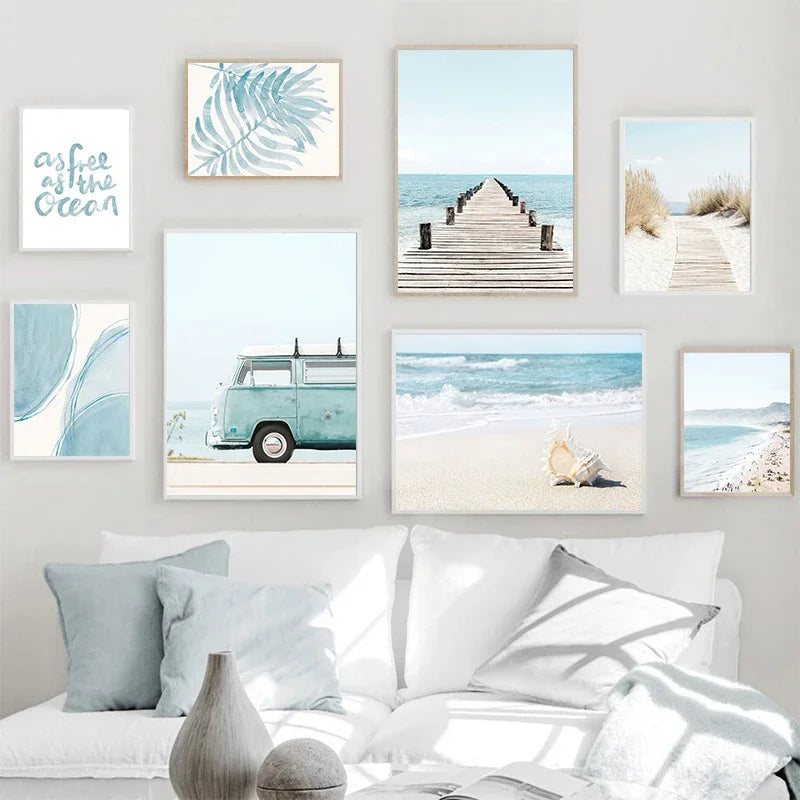 Ocean Beach Palm Tree Canvas Wall Art 🌴🌊🖼️