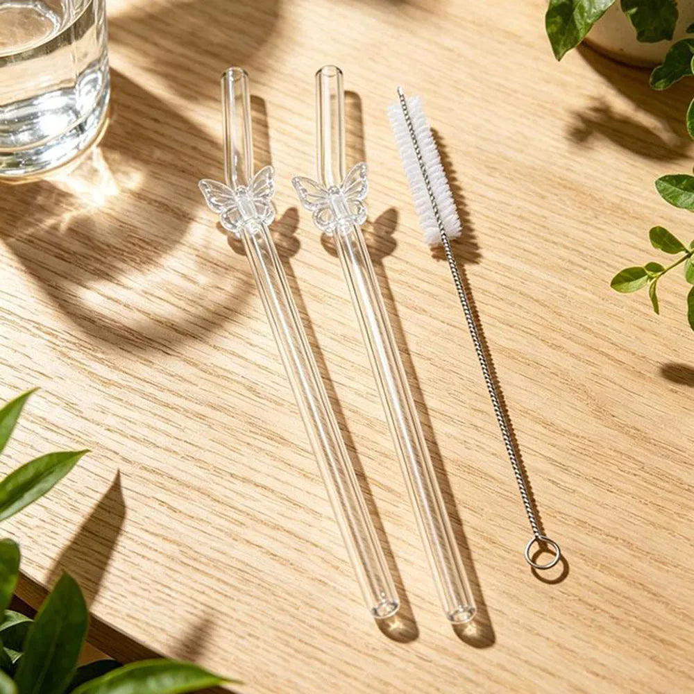 3-Piece Butterfly Glass Straw Set 🦋🥤