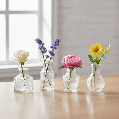 10PCS Retro Mini Glass Vase Set – Elegant European Style Decorative