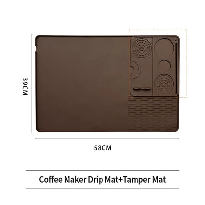 OANKR 2PCS Set 39X58cm Coffee Maker Pad and 25X20cm Espresso Tamping Mat Set, Anti-slip Mat for Kitchen Bar Counter Drain Tray