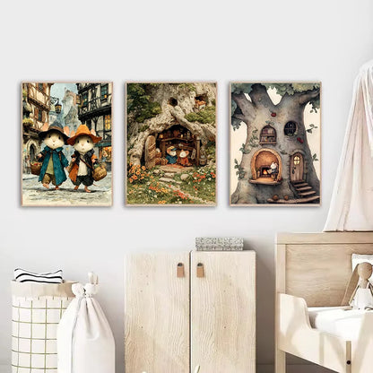 Retro Reading Mouse Canvas Wall Art 🐭📖🌿