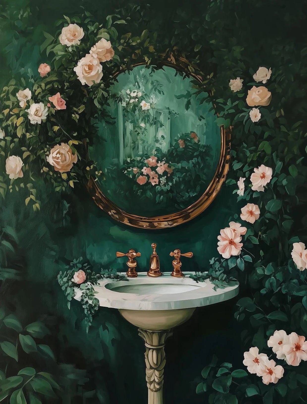 Retro Gothic Botanical Bathroom Wall Art 🖤🌿🦆