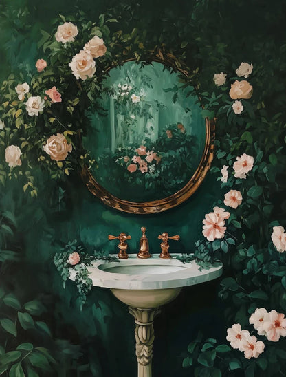 Retro Gothic Botanical Bathroom Wall Art 🖤🌿🦆