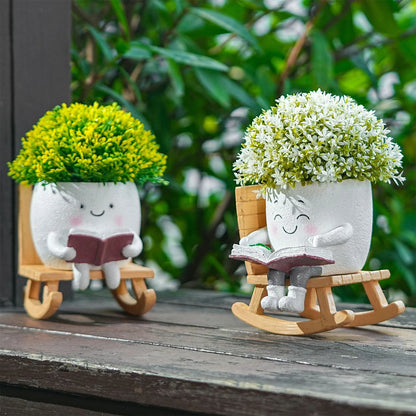 Resin Swing Smile Face Flower Pot