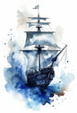 Watercolor Blue Coastal Sea Creatures Canvas Wall Art Posters