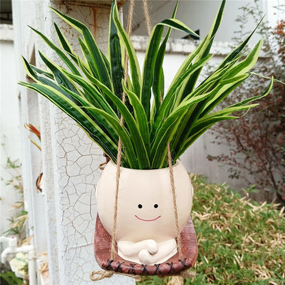 Cute Swing Face Succulent Planter