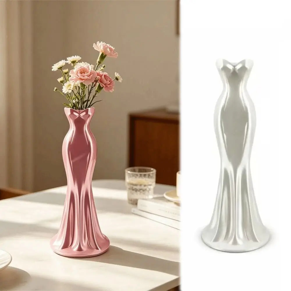 3D Gown-Shaped Vase – Elegant Modern Flower Decor