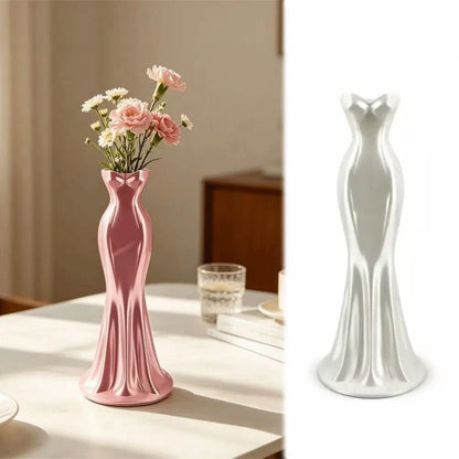 3D Gown-Shaped Vase – Elegant Modern Flower Decor