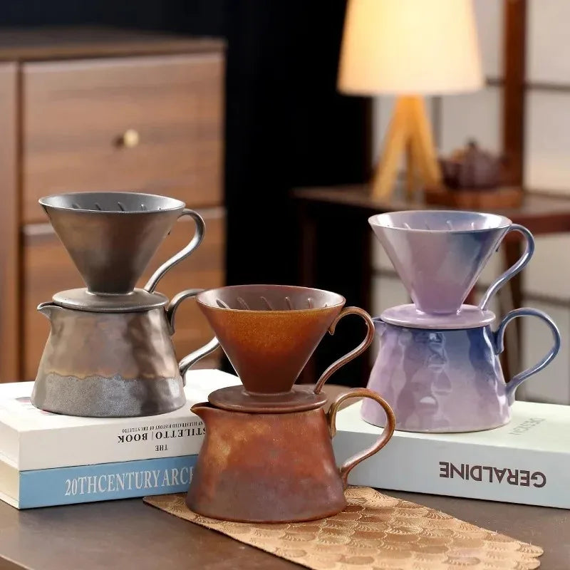 2026 Classic Ceramic Pour Over Coffee Set Large Coffee Server Cone Shaped Dripper Filter Home Hand Brew Coffee Tool Kit