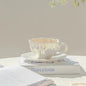 Creative Petal Ceramic Coffee Cup and Saucer Set