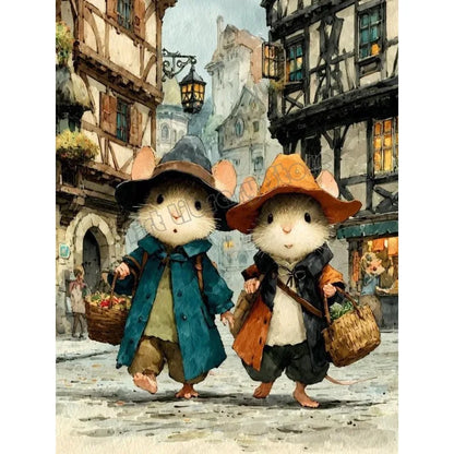 Retro Reading Mouse Canvas Wall Art 🐭📖🌿