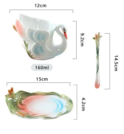 Luxurious 220ml Bone China Coffee Cup and Saucer Plate Set