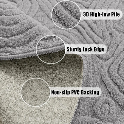 3D Geometric Round Rug – Soft High-Low Polyester,Washable &amp; Non-Slip,Modern Circle Carpet Living Room,Bedroom,Nursery 60-120cm