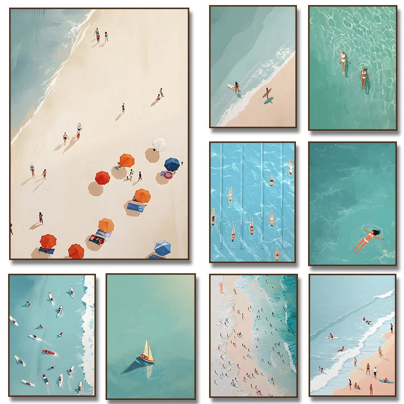 Modern Summer Girl Swimming Pool Party Canvas Poster
